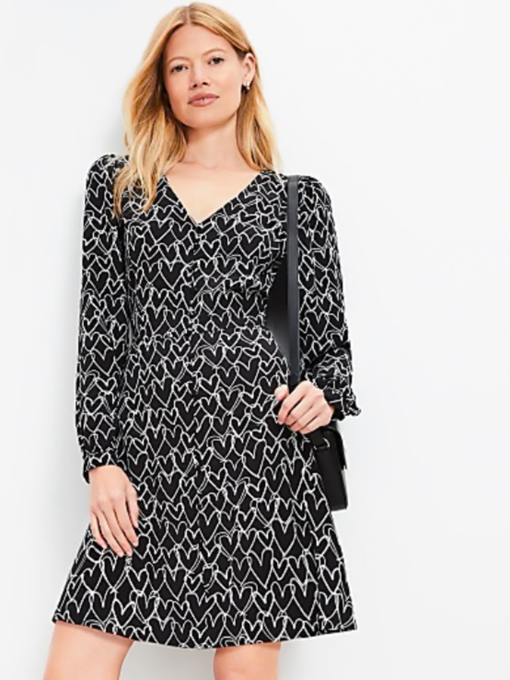LOFT Heart V- Neck Mini Flare Dress, Size 14, NWT